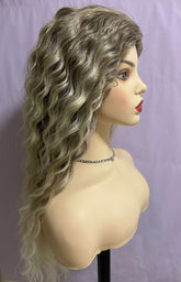 Long Ombre Blonde Latina Curly Wave Wig with Dark Root
